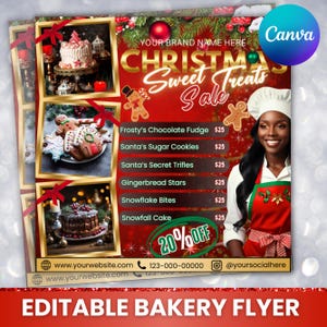 Christmas Sweet Treats Flyer, Christmas Bake Sale Flyer, Sweet Treats Sale Flyer, December Bake Sale, December Bakery Flyer, Canva Editable