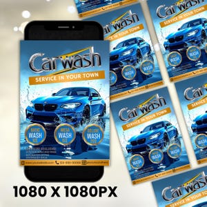 Car Wash Flyer, Car Cleaning Flyer, Automotive Services Flyer, Car Detailing Flyer, Premade Business Flyer, Social Media, Canva Editable