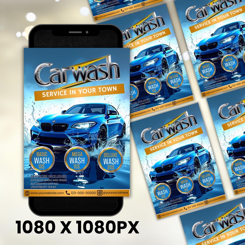 Car Wash Flyer, Car Cleaning Flyer, Automotive Services Flyer, Car Detailing Flyer, Premade Business Flyer, Social Media, Canva Editable