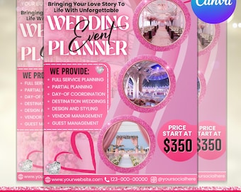 Wedding Planner, Wedding Rentals, Party Rental Flyer, Party Planning, Equipment Rental, Event Planning Flyer, Party Decor, Canva Editable