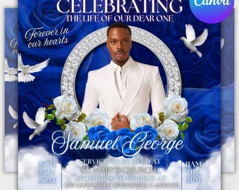 Memorial Funeral Announcement Flyer, Funeral Announcement Template, Funeral Memorial Announcement Flyer, Rest In Peace Flyer, Canva Editable