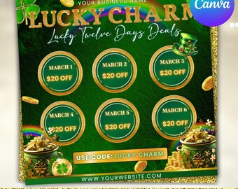 St. Patrick's Day March Booking Flyer: Braids, Lashes, Nails (Canva Editable, Digital Download)