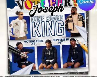 Homecoming King Flyer, Homecoming Election Flyer, Homecoming Campaign Flyer, Vote Homecoming, HOCO Flyer, Vote for me Flyer, Canva Editable
