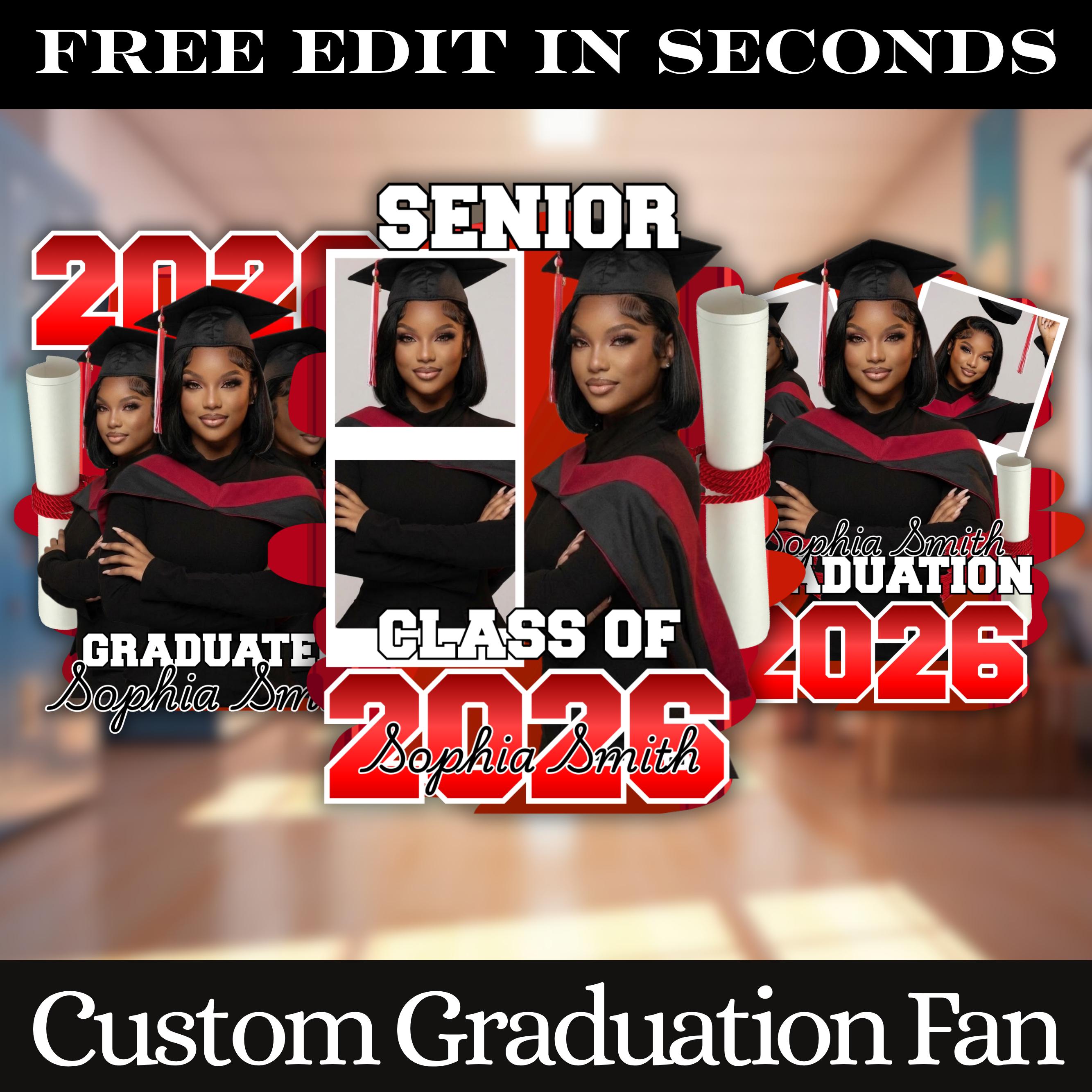 Grad Fan Template, Graduation Fan 2026 Template, Graduate Fans Senior ...