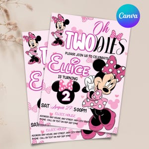 Oh TWOdles Birthday Invitation, Minnie Mouse 2nd Birthday Invitation, Oh Twodles Invitiation, Mickey Birthday Invite, Editable Oh TWOdles Birthday Invitation, Oh Twodles Invitation, Mickey Birthday Invite, Minnie Mouse 2nd Birthday Invitation, Digital 2nd Birthday Cute Mouse Second Birthday Invite Oh Twodles Invitation Boho Minnie Invite, Mickey Mouse Invitations, Mouse Editable Invitation, Mickey Twodles invite, Birthday Invitation, Birthday Party Invitation, Canva Template