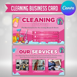 Cartão de visita, cartão de visita de serviços de limpeza, cartões de limpeza, cartão de limpeza profissional, cartões de limpeza doméstica pré-fabricados, Canva editável