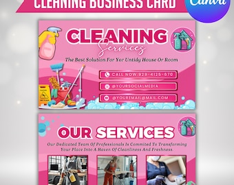 Cleaning Services Business Card: Premade Housekeeping Card (Canva Editable)