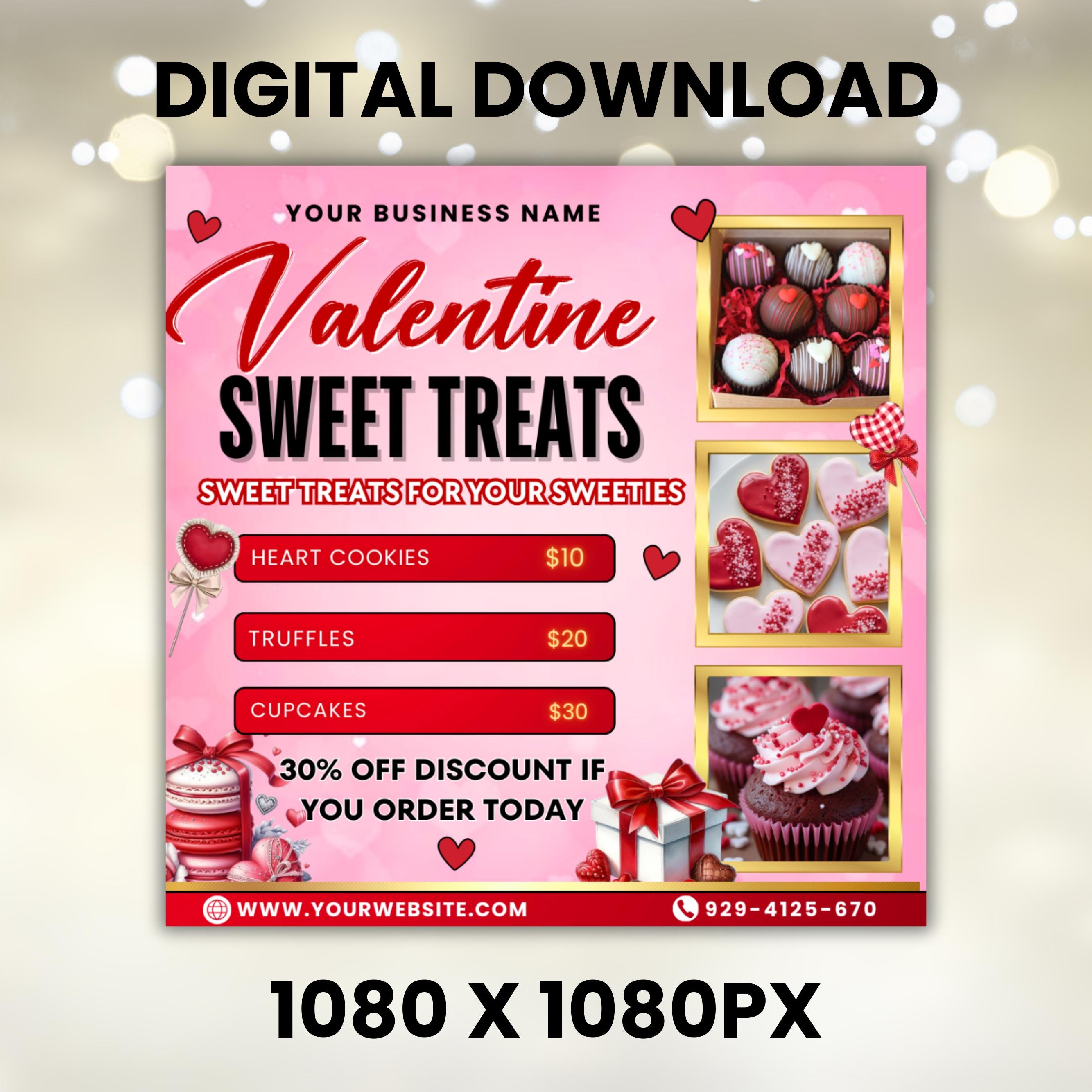Valentine Treats Flyer, February Pastry Flyer, Bakery Flyer, DIY ...