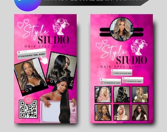 Business Card, IG Business Card, Loyalty Card, DIY Discount Card, Visiting Card, Beauty Salon Esthetics Braids Hair Make up, Canva Editable