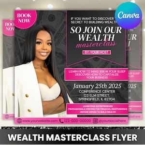 Wealth Masterclass Flyer: Financial Workshop Template (Canva Editable)