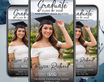 Graduation Invitation, Animated Graduation Party Invitation, Senior Grad Announce, Class off 2026 Invite, College Decision, Canva Editable