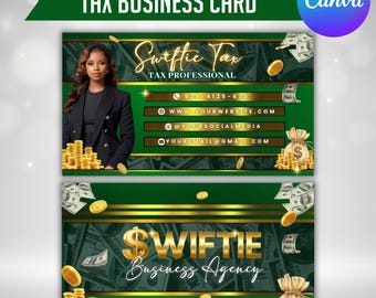 Business Card, Tax Prep Business Card, Tax Preparer Business Card, Tax Prep Business Visiting Card, Tax Refund Business Card, Canva Editable