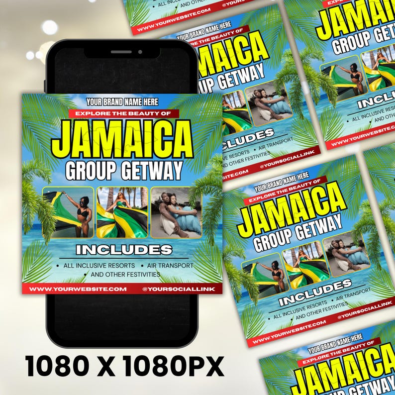 Travel Agent Flyer, Travel Agency, Business Flyer, Vacations Flyer, JAMAICA, DIY Digital Travel Flyer, Social Media Flyer, Canva Editable