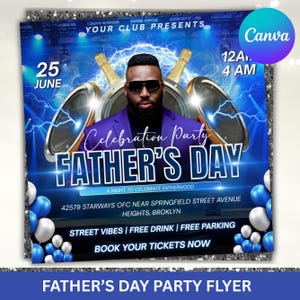 Father&#39;s Day Party Flyer: Editable Canva Template (Digital Download