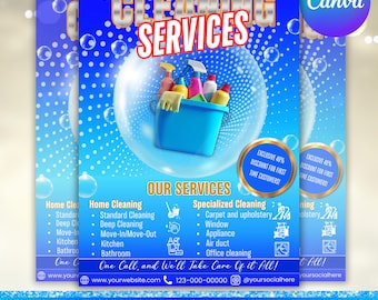 Cleaning Service Flyer, Cleaning Flyer Template, Maid Service Flyer, Professional Cleaner, Home & Kitchen Office Cleaning, Canva Editable