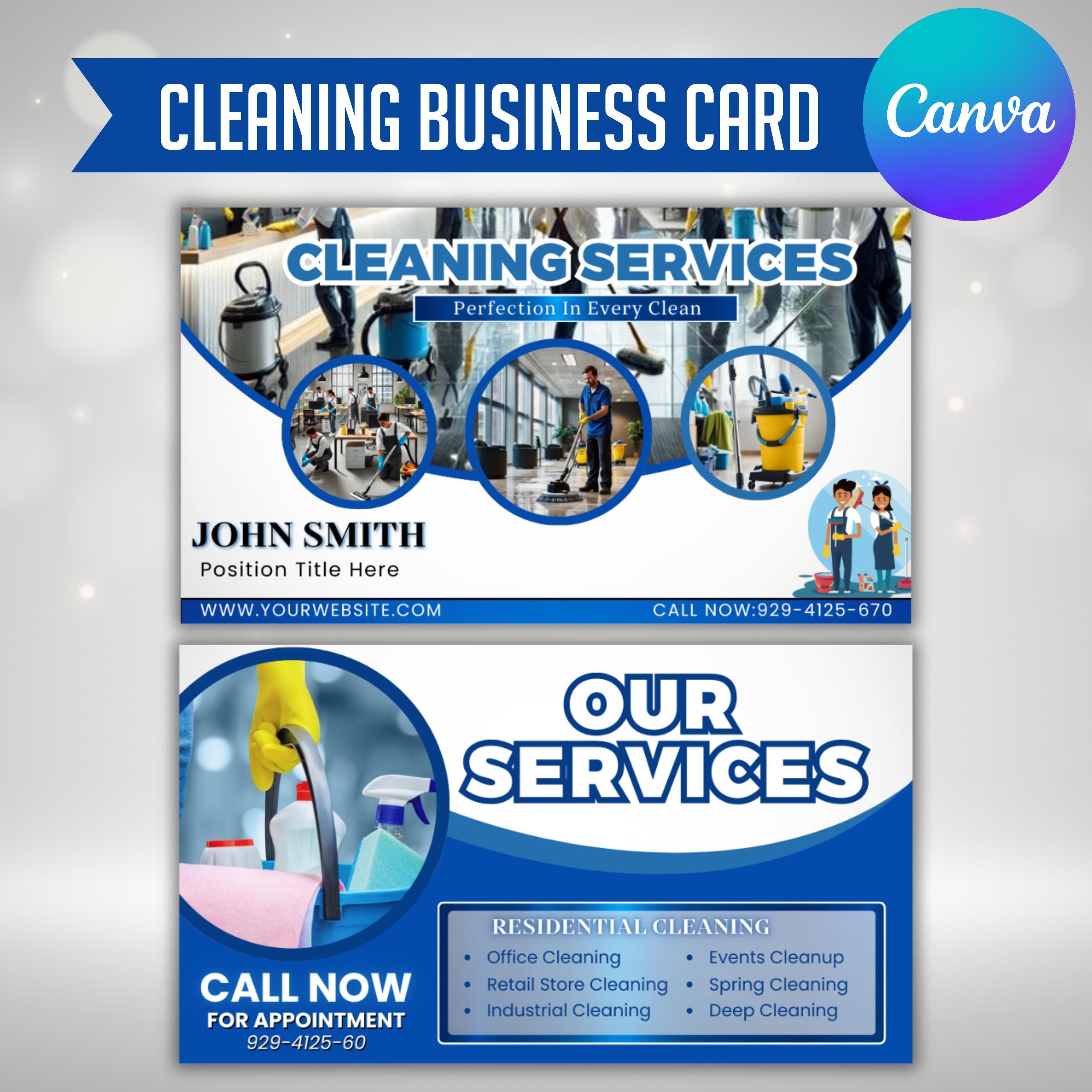 Cleaning Services Business Card: Premade Housekeeping Card (Canva Editable)
