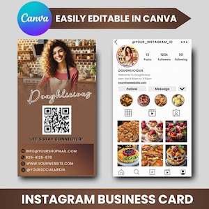 Plantilla de tarjeta de presentación para panadería: Diseño personalizado para cafetería, editable en Canva (descarga digital)