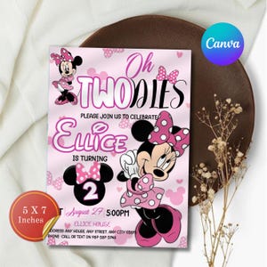 Oh TWOdles Birthday Invitation, Minnie Mouse 2nd Birthday Invitation, Oh Twodles Invitiation, Mickey Birthday Invite, Editable Oh TWOdles Birthday Invitation, Oh Twodles Invitation, Mickey Birthday Invite, Minnie Mouse 2nd Birthday Invitation, Digital 2nd Birthday Cute Mouse Second Birthday Invite Oh Twodles Invitation Boho Minnie Invite, Mickey Mouse Invitations, Mouse Editable Invitation, Mickey Twodles invite, Birthday Invitation, Birthday Party Invitation, Canva Template