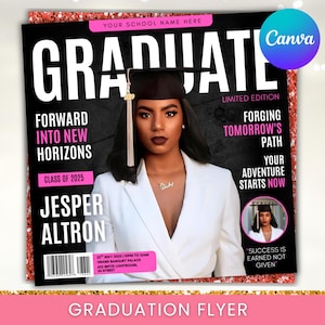 Magazine Cover Graduation Invitation: Class of 2025 (Canva Editable)