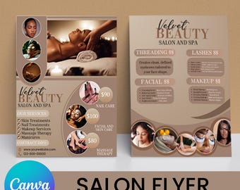 Beauty Salon Flyer, Beautician Flyer, Beauty Studio Flyer, Hair Nail Makeup Salon Flyer, MUA, Esthetician Beautician Flyer, Canva Editable