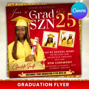 Graduate Flyer, Graduation Party Flyer, Graduation Invitation, College Decision, Class of 2025 Flyer, Senior Grad Announce, Canva Editable