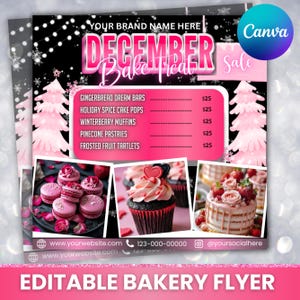 December Bake Flyer, December Bake Sale, Holiday Season Bake Shop Flyer, December Sweet Treats Flyer, Dessert Flyer, Canva Editable