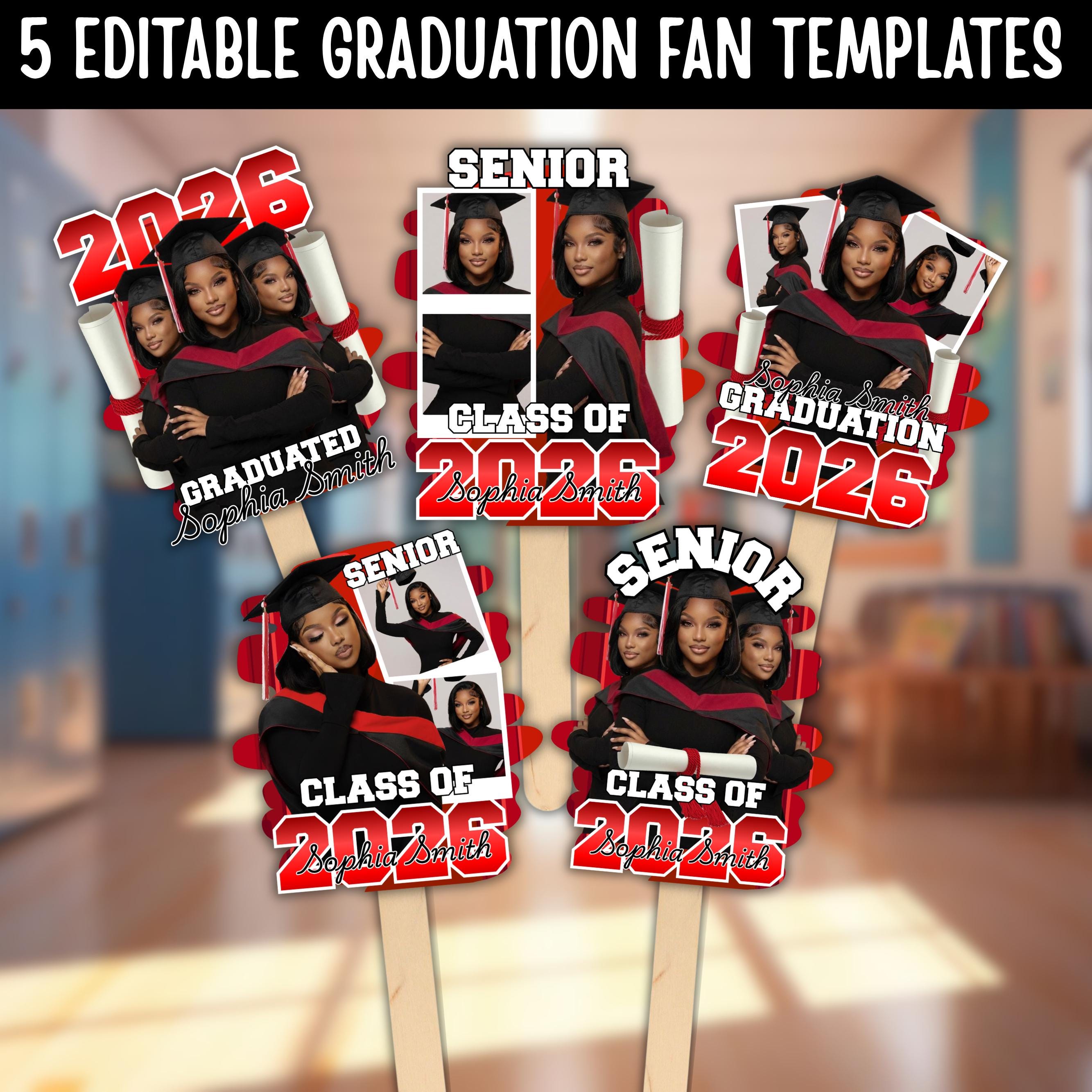 Grad Fan Template, Graduation Fan 2026 Template, Graduate Fans Senior ...