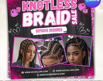 Knotless Braids Flyer, Braids Booking Flyer, Braids Special Flyer, Braids Pricelist Flyer, Braids Special Flyer, Braids Flyer,Canva Editable