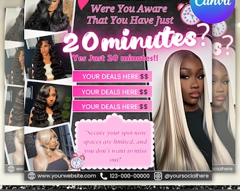 Neuer Kunden Flyer, Buchungs-Flyer, Jetzt buchen-Flyer, Termin-Flyer, Friseur, Hair Braid Lash Nail Flyer, Loctician, MUA, Canva Editierbar