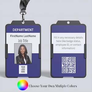 Modèle de carte d'identité, modèle de carte d'identité personnalisé, modèle de carte d'identité de bureau, badge personnel imprimable, carte d'identité étudiant et enseignant, modifiable sur toile