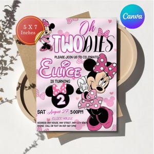 Oh TWOdles Birthday Invitation, Minnie Mouse 2nd Birthday Invitation, Oh Twodles Invitiation, Mickey Birthday Invite, Editable Oh TWOdles Birthday Invitation, Oh Twodles Invitation, Mickey Birthday Invite, Minnie Mouse 2nd Birthday Invitation, Digital 2nd Birthday Cute Mouse Second Birthday Invite Oh Twodles Invitation Boho Minnie Invite, Mickey Mouse Invitations, Mouse Editable Invitation, Mickey Twodles invite, Birthday Invitation, Birthday Party Invitation, Canva Template