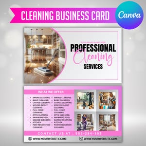 Business Card, Cleaning Services Business Card, Housekeeping Cards, Professional Cleaning Card, Premade House Cleaner Cards, Canva Editable