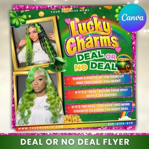 St Patricks March Hair Nail Lash Flyer: Canva Editable (Digital Download)
