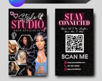 Business Card, IG Business Card, Loyalty Card, DIY Discount Card, Visiting Card, Beauty Salon Esthetics Braids Hair Make up, Canva Editable