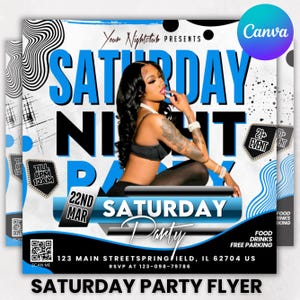Saturday Night Party Flyer, Club Party Flyer, Club Flyer, Night Club Event Invite Flyer, Club DJ Flyer, Happy Hour Flyer, Canva Editable