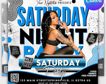 Saturday Night Party Flyer: Editable Club Event Invite (Canva Editable Digital Download