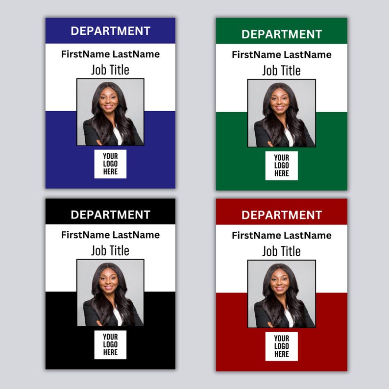 ID card Template, Custom Id Card Template, Office ID Card Template, Printable Staff Badge, Student & Teacher ID card, Canva Editable