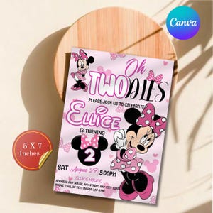Oh TWOdles Birthday Invitation, Minnie Mouse 2nd Birthday Invitation, Oh Twodles Invitiation, Mickey Birthday Invite, Editable Oh TWOdles Birthday Invitation, Oh Twodles Invitation, Mickey Birthday Invite, Minnie Mouse 2nd Birthday Invitation, Digital 2nd Birthday Cute Mouse Second Birthday Invite Oh Twodles Invitation Boho Minnie Invite, Mickey Mouse Invitations, Mouse Editable Invitation, Mickey Twodles invite, Birthday Invitation, Birthday Party Invitation, Canva Template