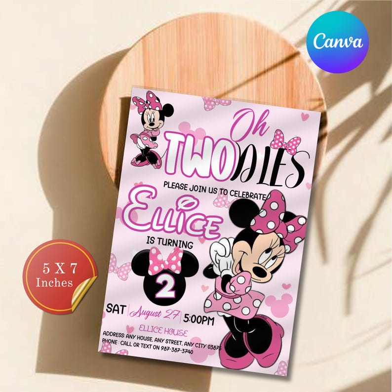 Oh TWOdles Birthday Invitation, Minnie Mouse 2nd Birthday Invitation, Oh Twodles Invitiation, Mickey Birthday Invite, Editable Oh TWOdles Birthday Invitation, Oh Twodles Invitation, Mickey Birthday Invite, Minnie Mouse 2nd Birthday Invitation, Digital 2nd Birthday Cute Mouse Second Birthday Invite Oh Twodles Invitation Boho Minnie Invite, Mickey Mouse Invitations, Mouse Editable Invitation, Mickey Twodles invite, Birthday Invitation, Birthday Party Invitation, Canva Template