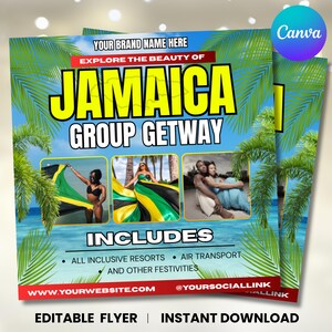 Travel Agent Flyer, Travel Agency, Business Flyer, Vacations Flyer, JAMAICA, DIY Digital Travel Flyer, Social Media Flyer, Canva Editable