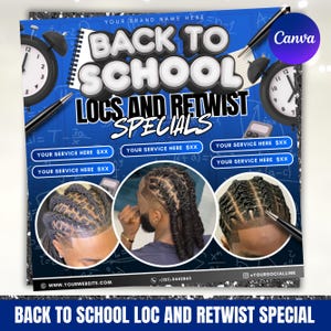Back to School Lox und Retwist Flyer, Haar Flyer, Lockige Locken Flyer, Hair Stylist Flyer, Back to School, Canva Editierbar