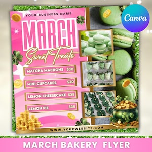 March Bake Sale Flyer, Spring Bakery Flyer, Sweet Treats Flyer, March Dessert Flyer, Bake Shop Flyer, Cake Pastry Flyer, Canva Editable