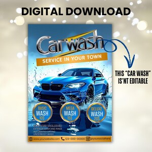Car Wash Flyer, Car Cleaning Flyer, Automotive Services Flyer, Car Detailing Flyer, Premade Business Flyer, Social Media, Canva Editable
