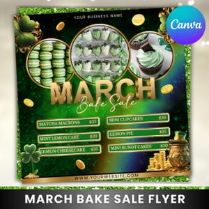 March Bake Sale Flyer, Spring Bakery Flyer, Sweet Treats Flyer, March Dessert Flyer, Bake Shop Flyer, Cake Pastry Flyer, Canva Editable