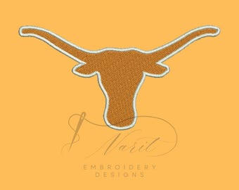 Longhorn embroidery designs - Digital Download for Machine Embroidery , 12 size, 8 formats