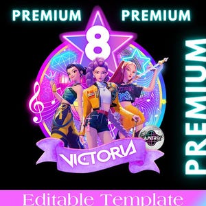 Cumpleaños de cazador de demonios K-Pop PNG / Clipart editable de cazadora (descarga digital)