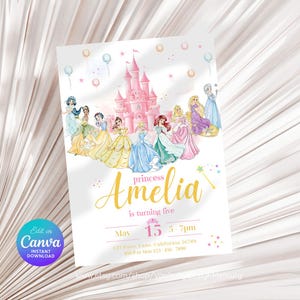 Princess Birthday Invitation – Editable Fairytale Party Template (Digital Download 5x7&quot;)