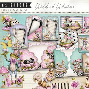 Waldtiere Junk Journal Kit: Shabby Chic Cottagecore Ephemera, pingelige Vintage Tier Ephemera, Märchen Ephemera, Verzierungen