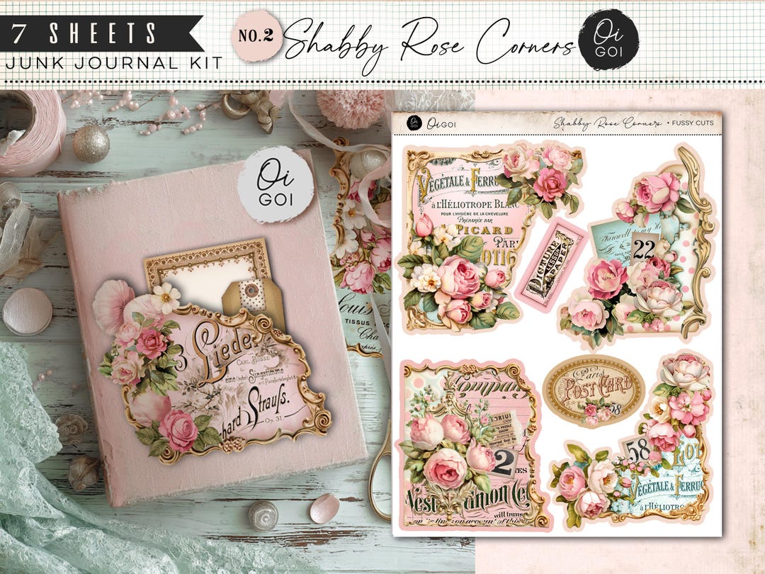Vintage Rose Paper Pack, Junk Journal Kit, Shabby Chic Pink Roses ...