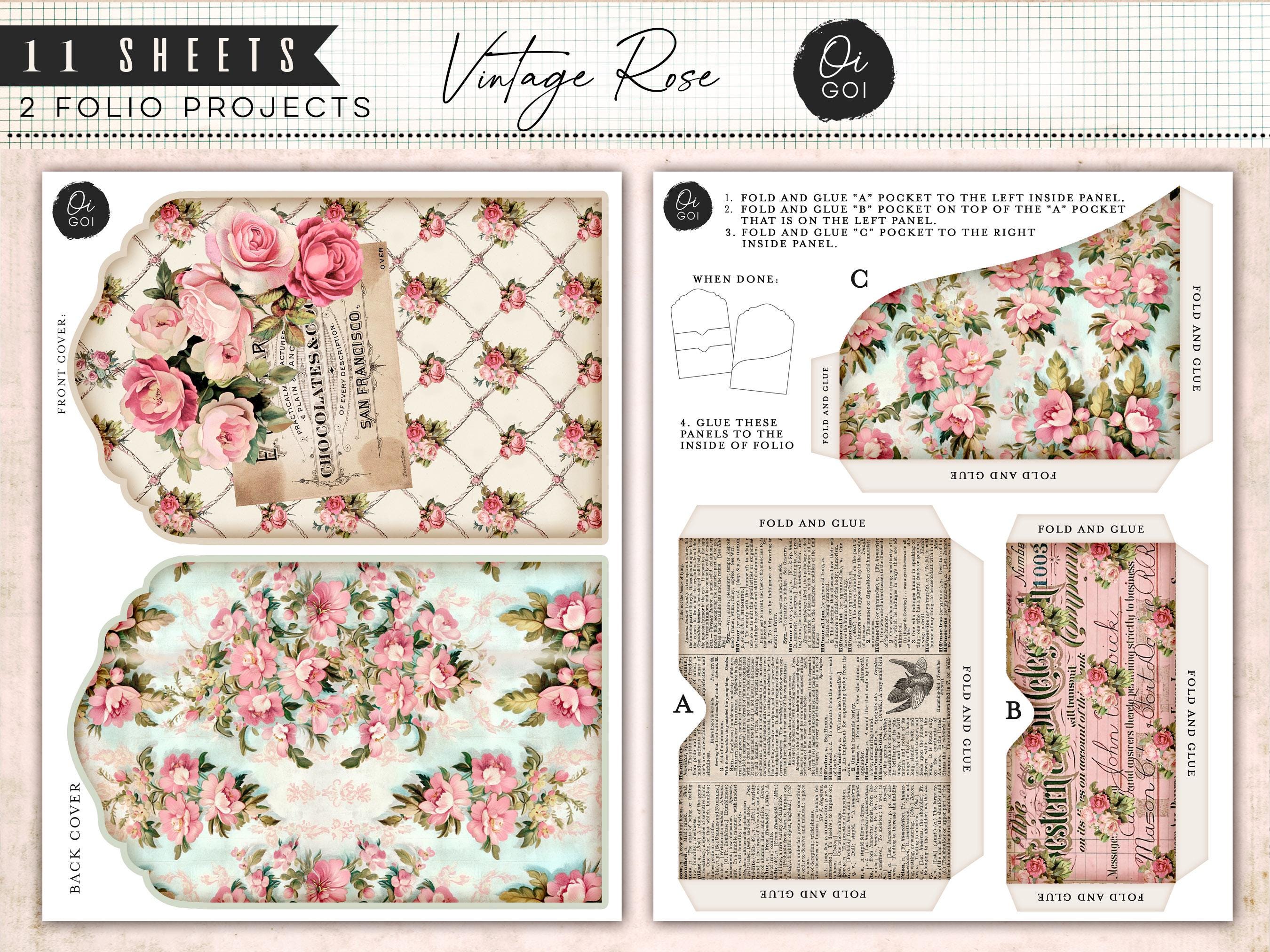 Vintage Rose Folio Project, Junk Journal Kit, Printable Pockets ...